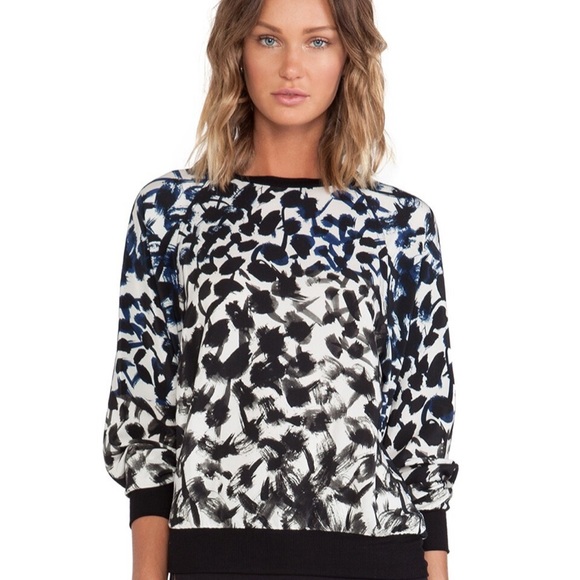 Cut25 by Yigal Azrouel Tops - Cut25 by Yigal Azrouel Silk Printed Sweatshirt